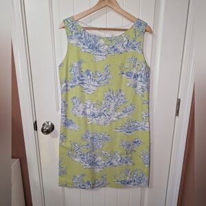 Vintage Steven Stolman Patterned Sheath Dress W12 Green/White/Blue